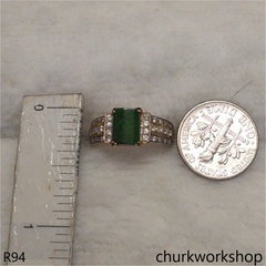 18K yellow gold diamond green jade ring