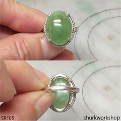 Green jade sterling silver ring