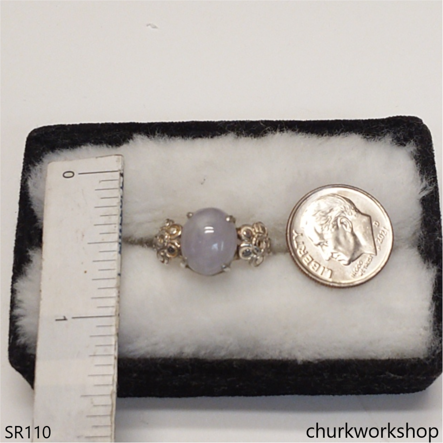Lavender oval jade ring