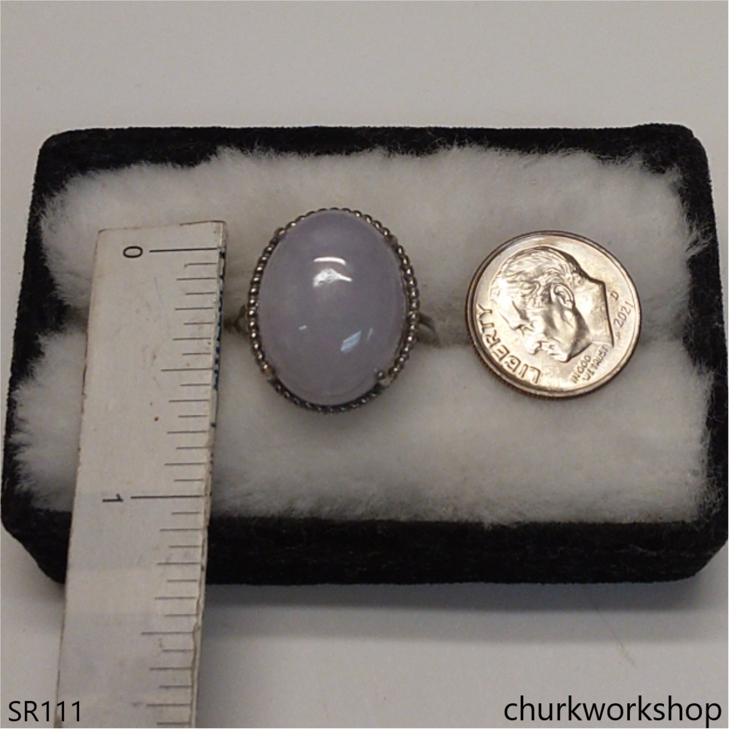 Lavender jade sterling silver ring