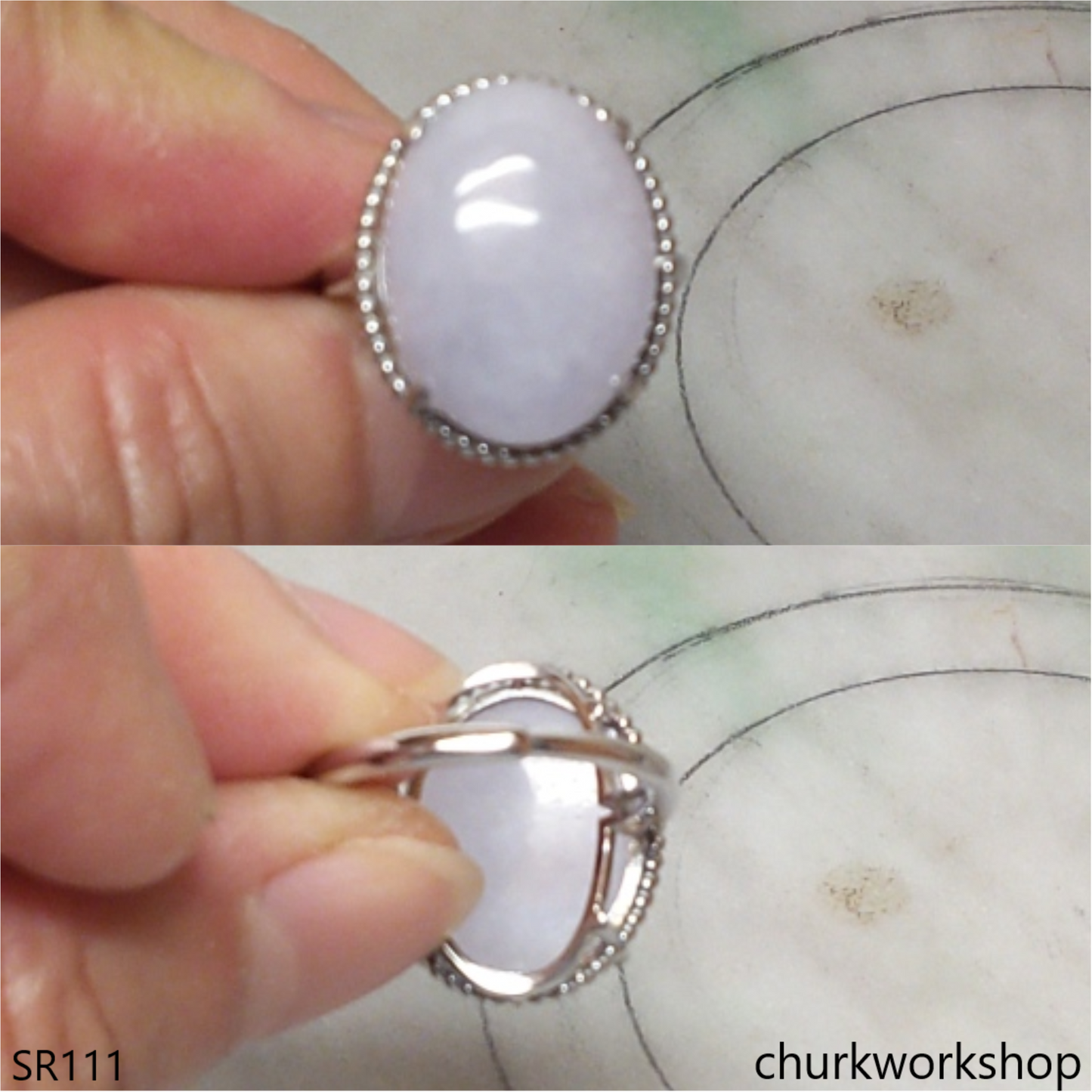 Lavender jade sterling silver ring