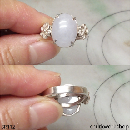 Lavender oval jade ring