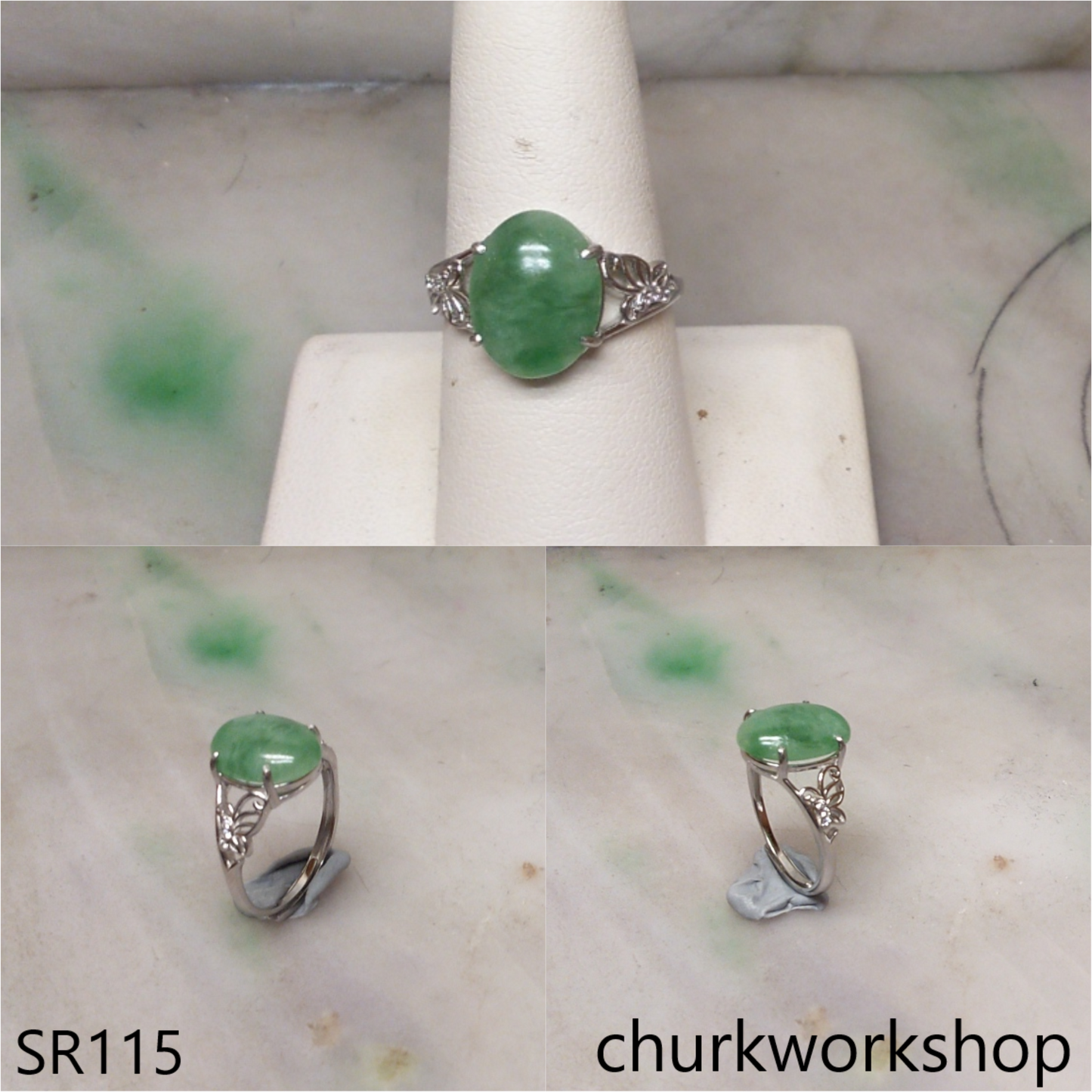 Bluish green jade ring
