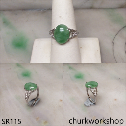 Bluish green jade ring