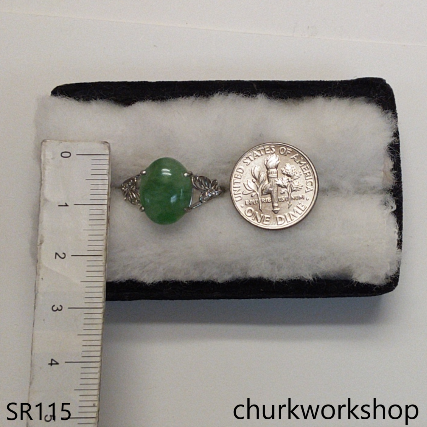Bluish green jade ring