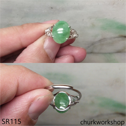 Bluish green jade ring