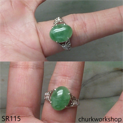 Bluish green jade ring