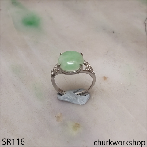 Green Half round jade ring
