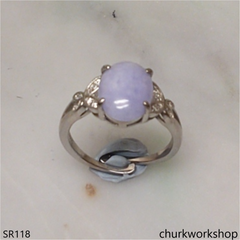 Lavender oval jade ring
