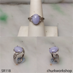 Lavender oval jade ring