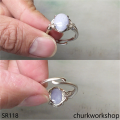 Lavender oval jade ring