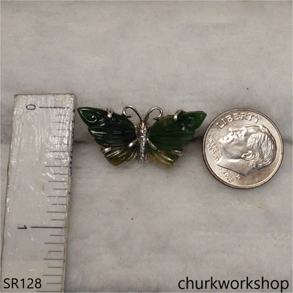 Butterfly dark green jade ring