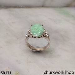Light green flower jade ring