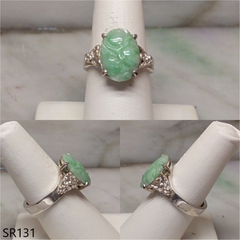 Light green flower jade ring