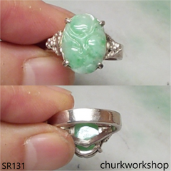 Light green flower jade ring