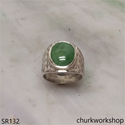 Bluish green unisex jade ring