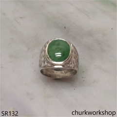 Bluish green unisex jade ring