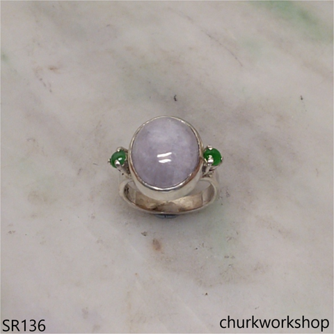 Lavender oval jade ring