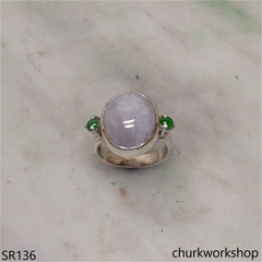Lavender oval jade ring