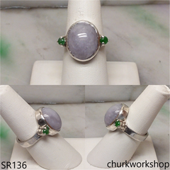 Lavender oval jade ring