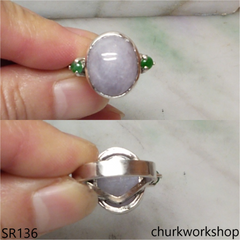Lavender oval jade ring