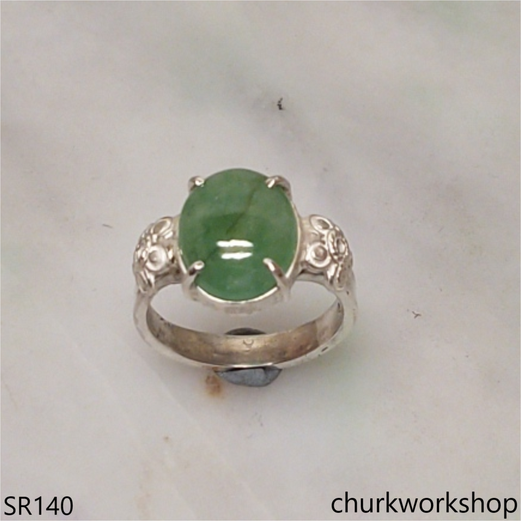 Bluish green jade ring