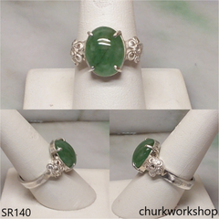 Bluish green jade ring