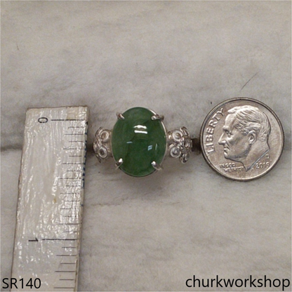 Bluish green jade ring