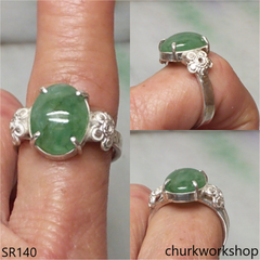 Bluish green jade ring