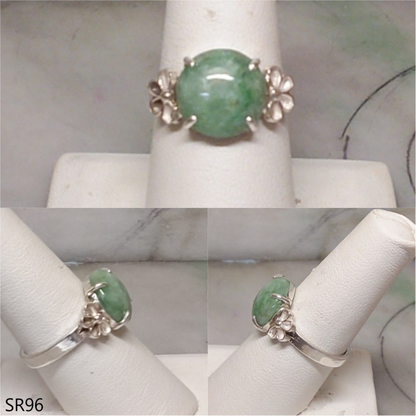 Light green jade ring sterling silver