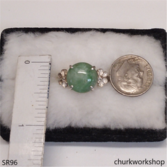 Light green jade ring sterling silver