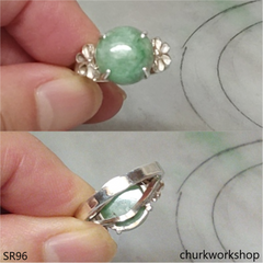 Light green jade ring sterling silver