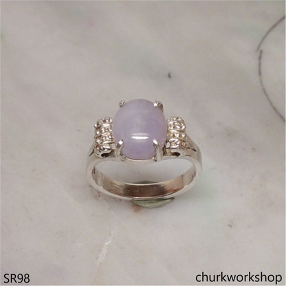 Lavender jade sterling silver ring
