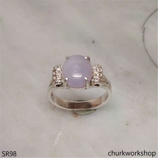 Lavender jade sterling silver ring