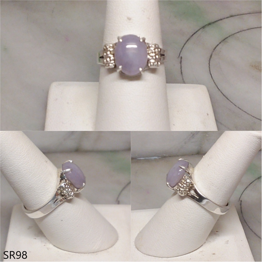 Lavender jade sterling silver ring