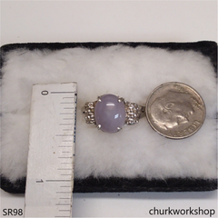 Lavender jade sterling silver ring
