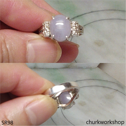 Lavender jade sterling silver ring