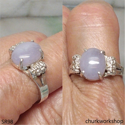 Lavender jade sterling silver ring