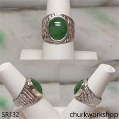 Bluish green unisex jade ring