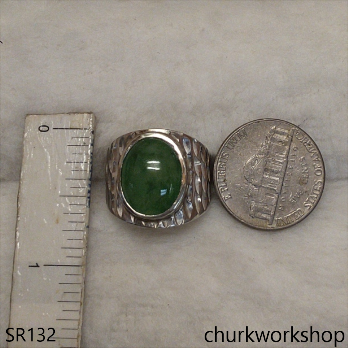 Bluish green unisex jade ring