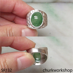 Bluish green unisex jade ring