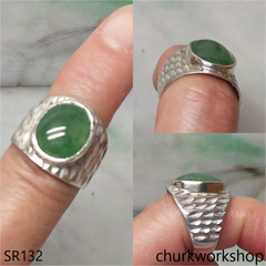Bluish green unisex jade ring
