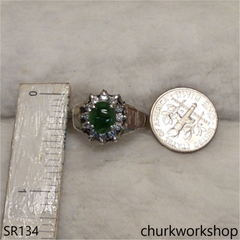 Oval green jade ring