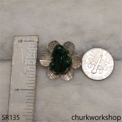 Dark green frog jade ring
