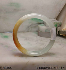 Custom Order - Multicolor Jadeite Bangle with Gold Wrapping
