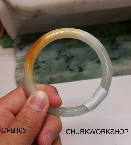 Custom Order - Multicolor Jadeite Bangle with Gold Wrapping