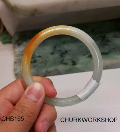 Custom Order - Multicolor Jadeite Bangle with Gold Wrapping