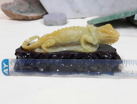 Red jadeite handcrafted iguana