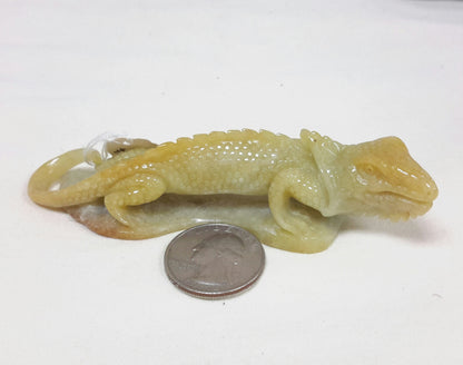Red jadeite handcrafted iguana