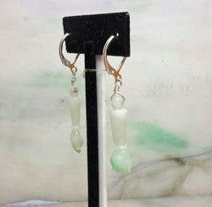 Jade earrings, dangling jade earrings, red jade earrings, silver jade earrings, jade earrings